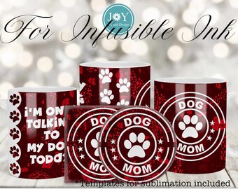 Dog Mom Cricut Mug Press SVG, 12 oz Mug Template, 15 oz Mug Template, Mom Digital Coffee Mug Design, Instant Download Mug Wrap Template