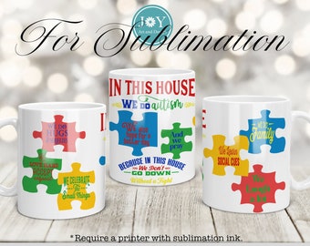 Diseños de sublimación de autismo para tazas, Diseño de taza de reglas de autismo PNG, Plantilla de envoltura de taza digital, Diseño de taza de café PNG, Taza de sublimación PNG