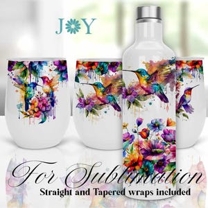 Hummingbirds Wine Tumbler Wraps Sublimation Design - 12oz Wine Tumbler Templates - Instant Digital Download Wine Tumbler PNG