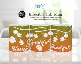 Blessed Mug Wrap Design for Infusible Ink Transfer Sheets - 12oz and 15oz Cricut Mug Press Template SVG - Sublimation Designs Included