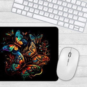 Butterflies Mouse Pad Sublimation Designs, Square and Round Mouse Pad Template, Digital Mouse Pad PNG, Sublimation Mouse Pad PNG