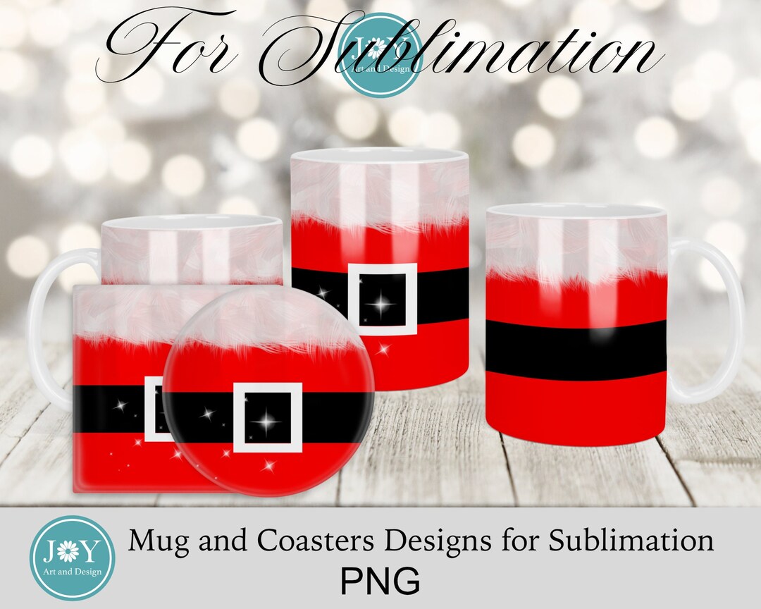 Christmas Sublimation Design Mug Wrap Template PNG, Santa Digital ...