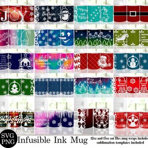 Pu&ograve; includere: Un set di 24 design di sublimazione per tazze da 12 oz e 15 oz con vari temi natalizi, tra cui fiocchi di neve, alberi di Natale, Babbo Natale e un pupazzo di neve. I design sono in una variet&agrave; di colori, tra cui rosso, verde, blu e bianco.