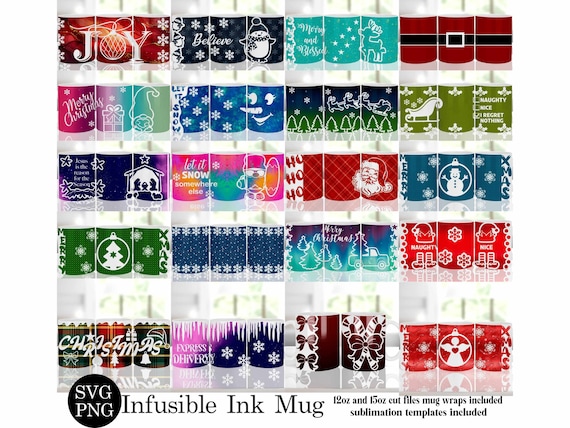 Christmas Bundle Mug Svg Designs, Cricut Mug Press Svg, Holiday Mug Press, Coffee Mug Svg, Mug SVG for Cricut, Bundle  Infusible Wrap