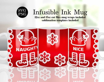 Cricut Mug Press Svg Design, Christmas Mug Press Svg, Holiday Mug Press, Coffee Wrap Mug Svg, Svg files for Cricut, 11oz & 15oz templates