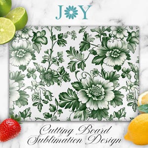 Glass Cutting Board Vintage Flowers Sublimation Design, Glass Cutting Board Digital Download PNG, Glass Cutting Board Template