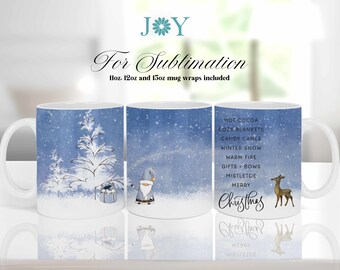 Christmas Mug Wrap PNG, Christmas Quote Sublimation Designs, 11oz 12 oz and 15oz Winter Coffee Mug Template