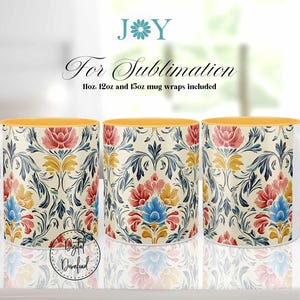 Vintage Antique Flowers Coffee Mug Wrap Sublimation Design PNG,  Digital Download Mug Wrap Template, Coffee Sublimation Mug PNG