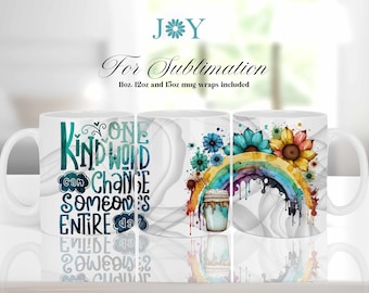 Rainbow Quote Coffee Mug PNG, Sublimation Designs for Mugs, Digital Mug Wrap Template, 11 oz 12 oz & 15 oz Sublimation Mug PNG, Digital Mug