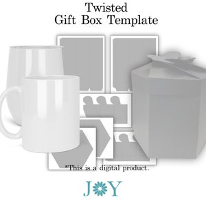 Becher GiftBox Vorlage, Sofort Download Box SVG Vorlage, Cricut Geschenkbox Design, Digital Twisted Geschenkbox für Tassen und Weingläser