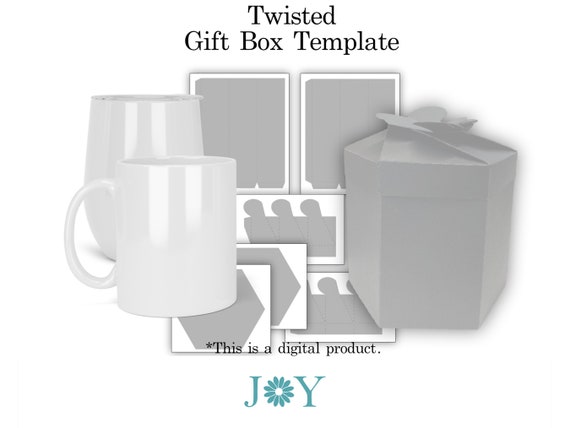 GiftBox Template for Mugs and Wine Tumblers - Instant Digital Download