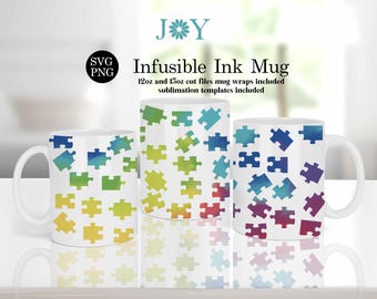Plantilla para envolver tazas Cricut de 12 y 15 oz, diseño de taza Cricut de descarga instantánea, plantilla para taza Cricut con tinta infusible