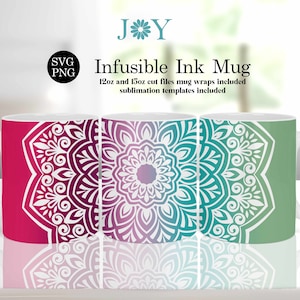 Cricut Mug Press Svg Template for Infusible Ink Sheet, Mandala Template Mug Design, Coffee Mug SVG, Infusible Wrap, Cricut Mug Designs