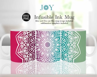 Cricut Mug Press Svg Template for Infusible Ink Sheet, Mandala Template Mug Design, Coffee Mug SVG, Infusible Wrap, Cricut Mug Designs