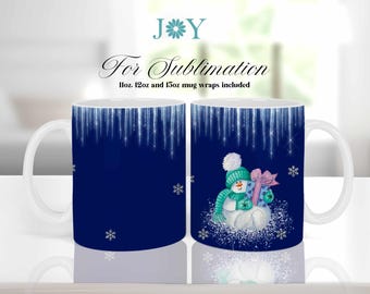 Christmas Sublimation Mug Designs, Christmas Mug PNG, Sublimation Designs for Mugs, Christmas Mug Wrap fro Sublimation