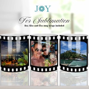 Photo Mug Sublimation Design, Picture Coffee Cup PNG, Sublimation Mug Full Wrap Template, Digital Download 11oz 12oz 15oz Mug Template