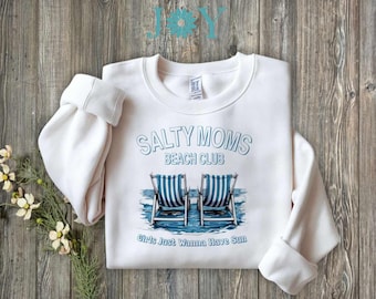 Salty Moms Beach Club PNG – Divertente design estivo a sublimazione per magliette da viaggio per ragazze, teli mare, borse, atmosfera da vacanza per mamme