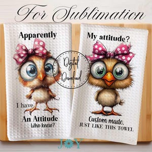 Funny Chick Kitchen Towel Digital Download Sublimation Designs - Dish Towel PNG - Tea Towel Design