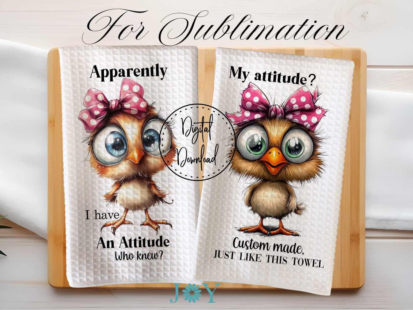 Funny Chick Kitchen Towel Digital Download Sublimation Designs - Dish Towel PNG - Tea Towel Design