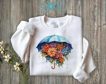 Floral Umbrella PNG for Sublimation – Spring Flowers Clipart for Shirts, Mugs, Tote Bags, Rainy Day Decor, Digital Download