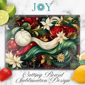 Christmas Glass Cutting Board Sublimation Design, Glass Cutting Board PNG, Digital Instant Download Glass Cutting Board