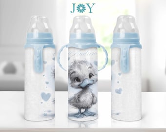 Baby Duck 8oz Baby Bottle Wrap Sublimation Design, Instant Digital Download Baby Bottle Template PNG for Sublimation