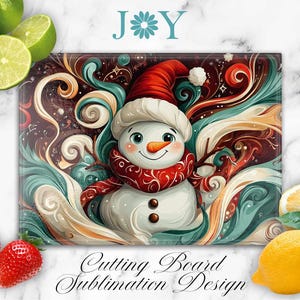 Christmas Snowman Glass Cutting Board Sublimation Design, Glass Cutting Board PNG, Digital Instant Download Glass Cutting Board