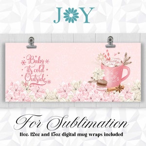 Julmuggdesign, direktnedladdning av sublimerad muggomslag, 11oz, 12 oz och 15 oz digital sublimeringskaffemugg komplett mall bild 2