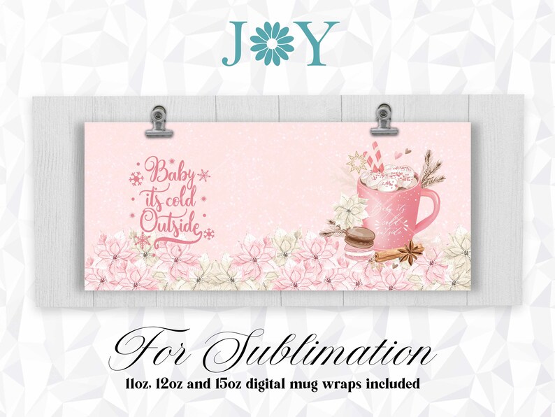 Julmuggdesign, direktnedladdning av sublimerad muggomslag, 11oz, 12 oz och 15 oz digital sublimeringskaffemugg komplett mall bild 2