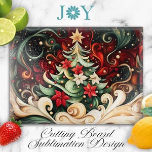 Christmas Tree Glass Cutting Board Sublimation Design, Glass Cutting Board PNG, Digital Instant Download Glass Cutting Board