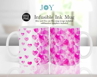 Hearts Border Cricut Mug Press Svg Design for Infusible Ink Sheet, Infusible Mug Wrap Template, Mug Press SVG, Coffee Mug SVG, Heart Mug SVG