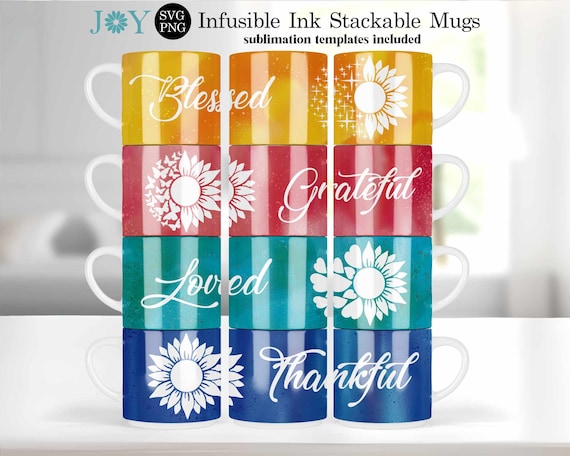 10oz Cricut Stackable Mugs Svg, Mugs and Coasters Cricut Mug Press SVG, Sentiments Coffee Mug Design, Infusible Ink Mug Wrap Template