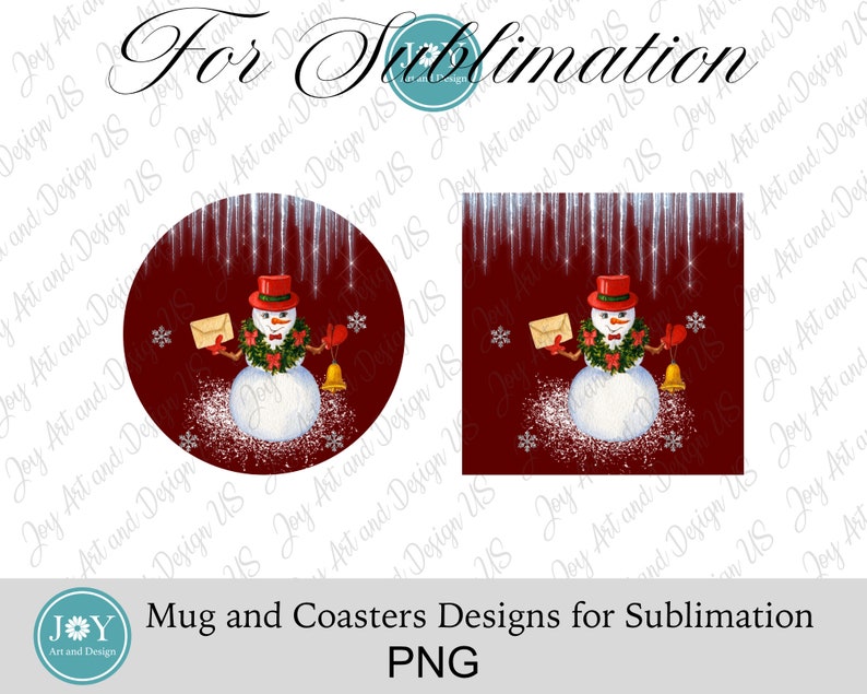 Peut inclure: Un motif de sublimation repr&eacute;sentant un bonhomme de neige tenant une lettre et une cloche. Le bonhomme de neige porte un chapeau rouge et une &eacute;charpe verte. L'arri&egrave;re-plan est un motif de paillettes rouge et blanc.