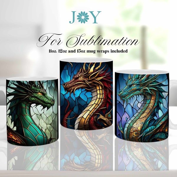 11 oz 12 oz 15 oz Coffee Mug PNG, Mug Sublimation Designs, Dragon Mug Wrap Template, Digital Download Mug Wrap Template, Sublimation PNG