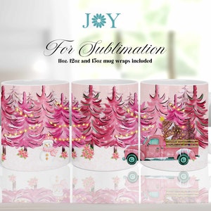 Christmas Mug Wrap Template Sublimation Design, Holiday Digital Instant Download Coffee Mug Template PNG, 11 oz 12 oz and 15 oz Mug Template