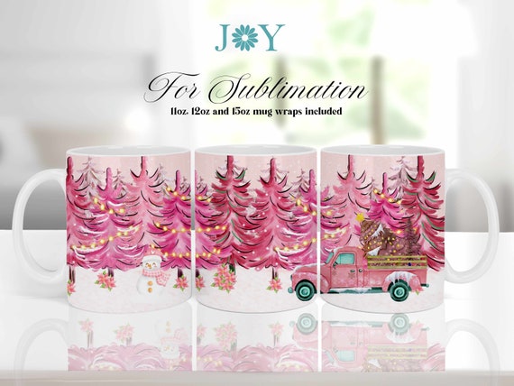 Christmas Mug Wrap Template Sublimation Design, Holiday Digital Instant Download Coffee Mug Template PNG, 11 oz 12 oz and 15 oz Mug Template
