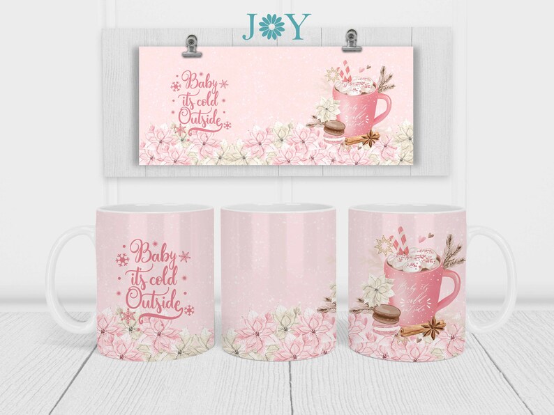 Julmuggdesign, direktnedladdning av sublimerad muggomslag, 11oz, 12 oz och 15 oz digital sublimeringskaffemugg komplett mall bild 3