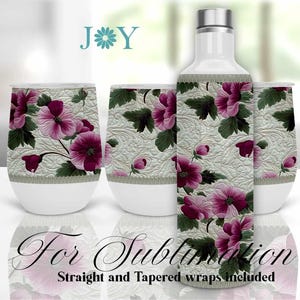 Quilting Style Wine Wraps Sublimation Design - 12oz Wine Tumbler Templates - Instant Digital Download Wine Tumbler PNG
