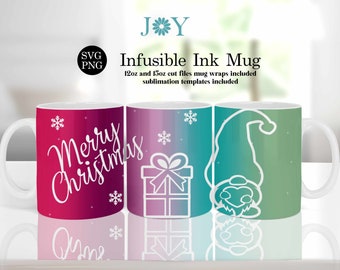 Christmas Mug Svg, Cricut Mug Press Svg, Cricut Mug Press Designs, Holiday Mug Press, Coffee Mug SVG, 12 oz & 15 oz mug templates