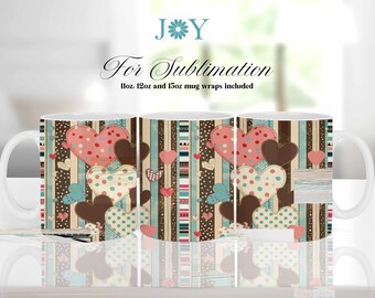 Mug Scrapbooking Design par sublimation - Modèles PNG de tasse à café pour les tasses de 11 oz, 12 oz et 15 oz