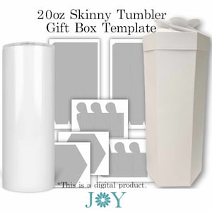 Modello di scatola regalo per bicchiere magro da 20 once, modello SVG di scatola per il download istantaneo, design della scatola regalo Cricut, scatola regalo digitale ritorta per bicchieri