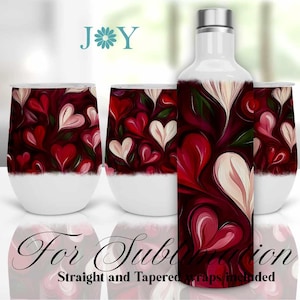 Valentines Wine Wraps Sublimation Design - 12oz Wine Tumbler Templates - Instant Digital Download Wine Tumbler PNG