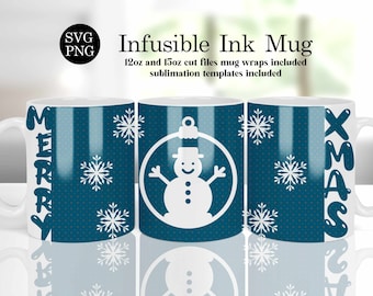 Modelo Svg de prensa de caneca Cricut, prensa de caneca de Natal Svg, prensa de caneca de férias, caneca de café Svg, caneca e porta-copos envoltório de tinta digital infusível