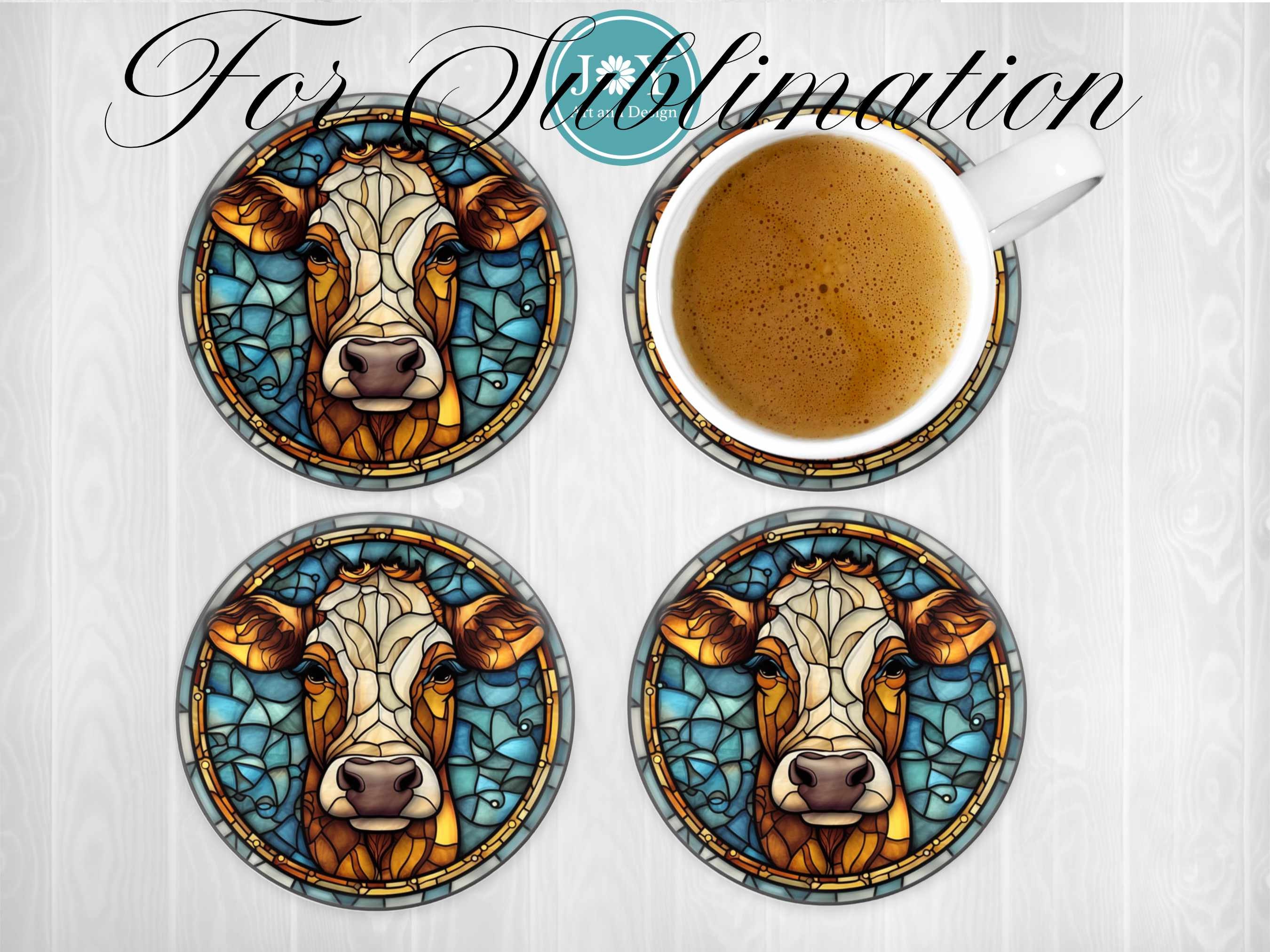 Sublimation Designs for Mugs, Stained Glass Cow Coffee Mug PNG, Cow  Sublimation Mug Full Wrap Template, Digital 11oz 12oz 15oz Mug Template 