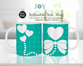Hearts Cricut Mug Press Svg Design, Infusible Ink Mug Wrap Template, Coffee Mug Design, Digital Mug Press Template, Hot Chocolate Mug Design