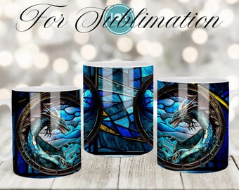Mug Sublimation Designs, Dragon Mug Wrap Template, 11 oz 12 oz 15 oz Coffee Mug PNG, Digital Download Mug Wrap Template, Sublimation PNG