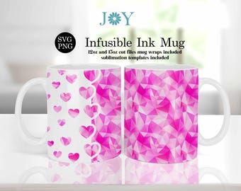 Cricut Mug Press Svg Design for Infusible Ink Sheet, Heart Borders Cricut Wrap Template, Digital Mug Press SVG, Coffee Mug Design, Mug SVG