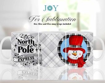 Christmas Mug Template, Sublimation Mug Design, 11 oz 12 oz and 15 oz Mug Templates, Instant Download Coffee Mug Full Wrap PNG, Mug PNG