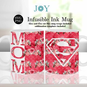 Cricut Mug Press Svg, Cricut Designs, Super Mom Mug Press SVG, Modelo de caneca wrap, Caneca de café SVG, Modelo de caneca Cricut, Infusible Wrap SVG