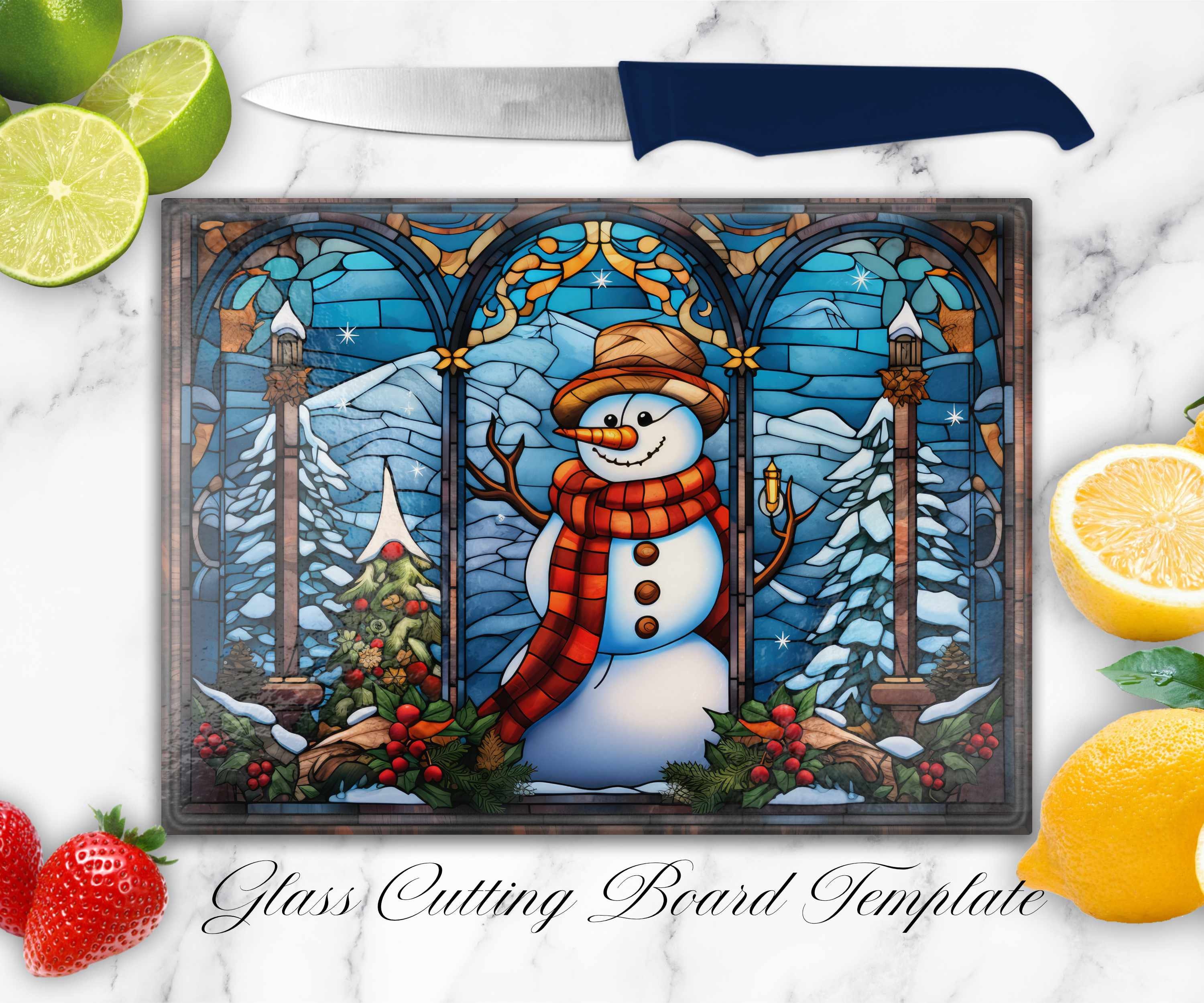 Santa Claus 2 Glass Cutting Board, Practical, Decorative, Christmas